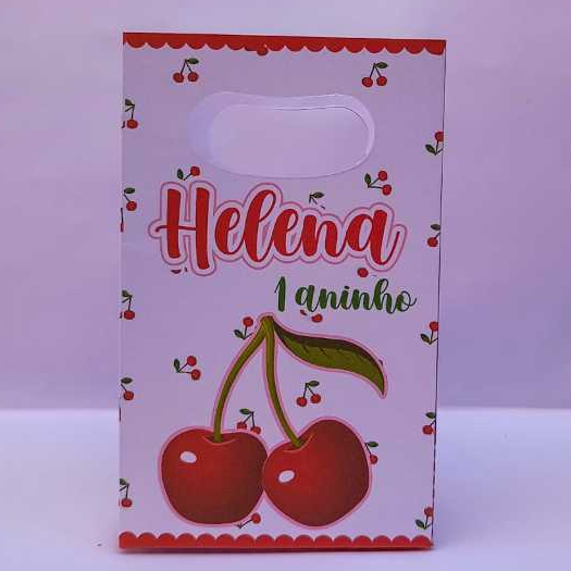 Sacolinha surpresa personalizada CEREJA / CEREJINHA lembrancinha aniversário (PEGUE E MONTE)