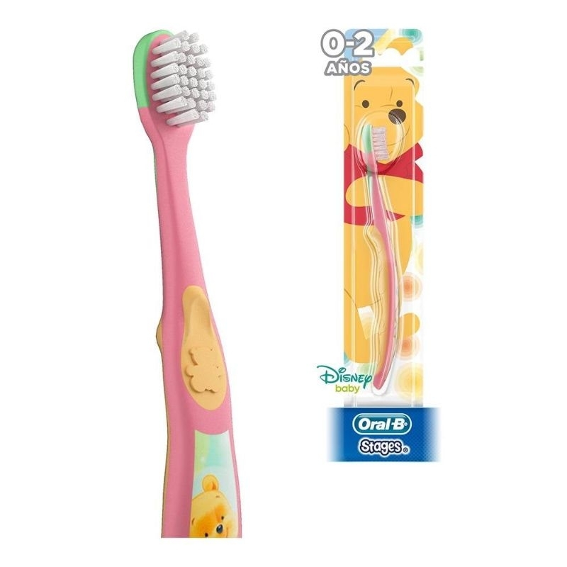 Oral-B Escova de dentes manual para bebês, personagens Pooh ou Tigrão, 0-2 anos, extra macia
