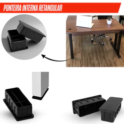 Kit 10/20/50 Ponteira Interna Retangular 70x30 Tampa Metalon Pé de Mesa Pead Tubo