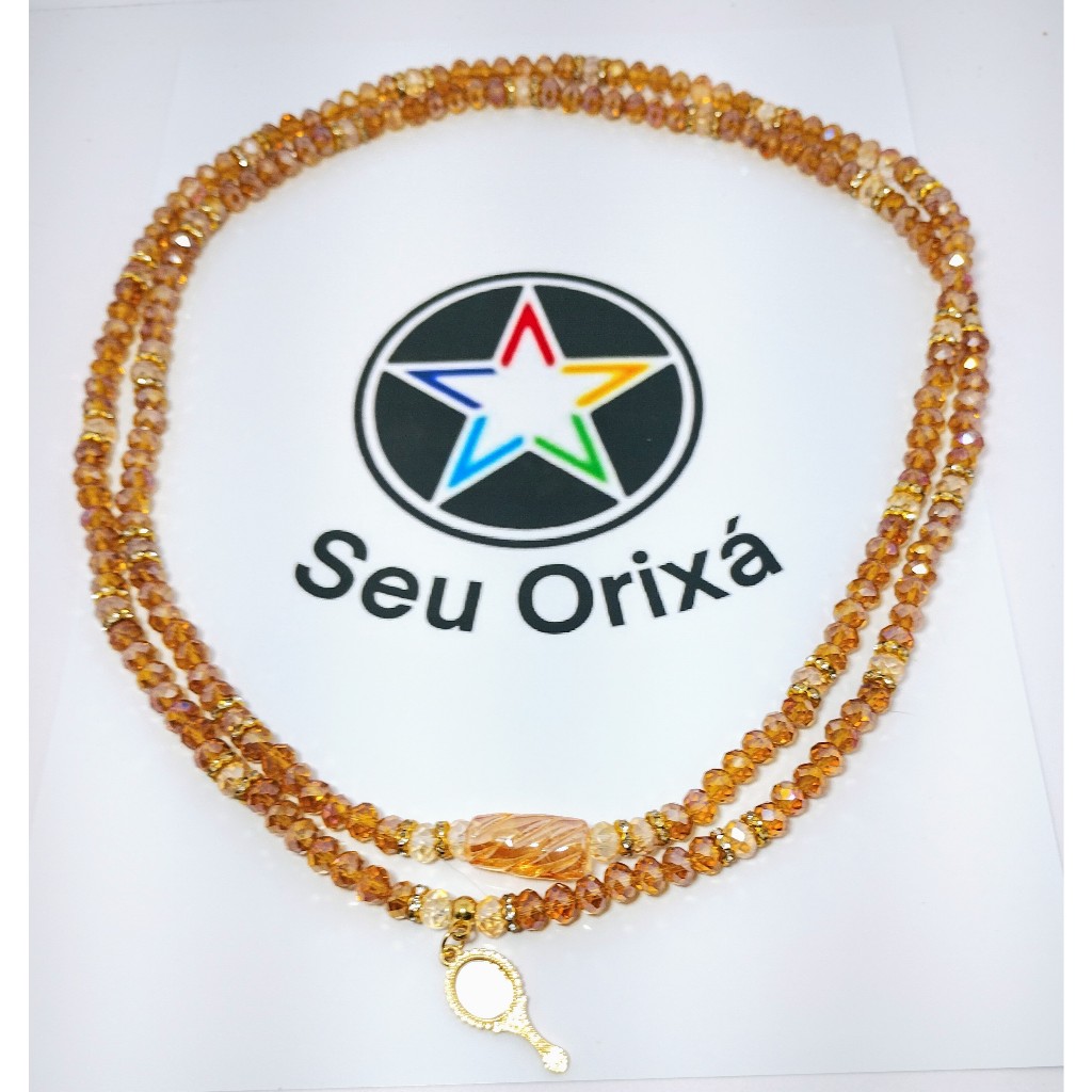 Guia em Cristal 8mm Orixas Oxum com Pingente umbanda candomble