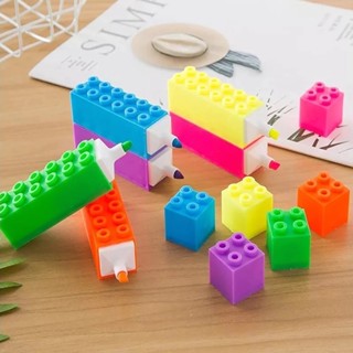 6 Cores Marca Texto De ENCAIXE LEGO Forma de Bloco de Construção Barato / Papelaria Fofa-Escrita em Oferta na Shopee