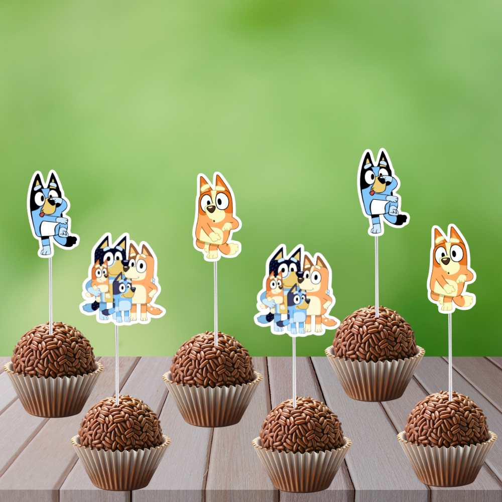 50 ou 100 toppers para docinhos - topper cupcake- tema  bluey