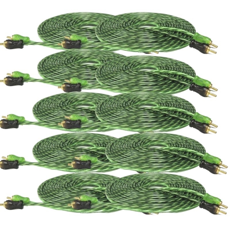 Kit 10 Cabo RCA 5 Metros Serie 200 PRO Technoise Blindado Injetado 4mm Som Automotivo Caixa Bob