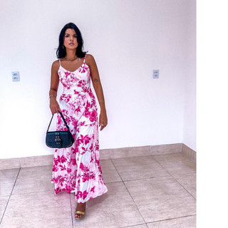 Vestido Longo Verão Feminino Alça Fina lastex