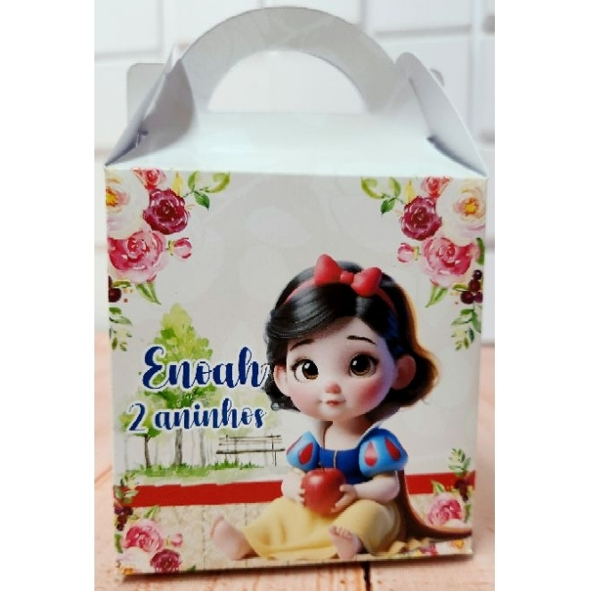 Caixa Maletinha Surpresa personalizados Branca de Neve Baby,  Lembrancinha Personalizada Branca de Neve Cute