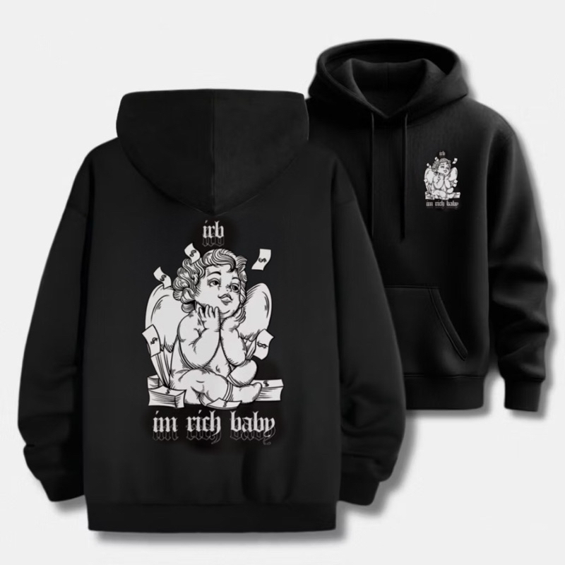 Moletom Canguru Blusa de Frio Anjo Money Streetwear Carrion Style I’m Rich Baby