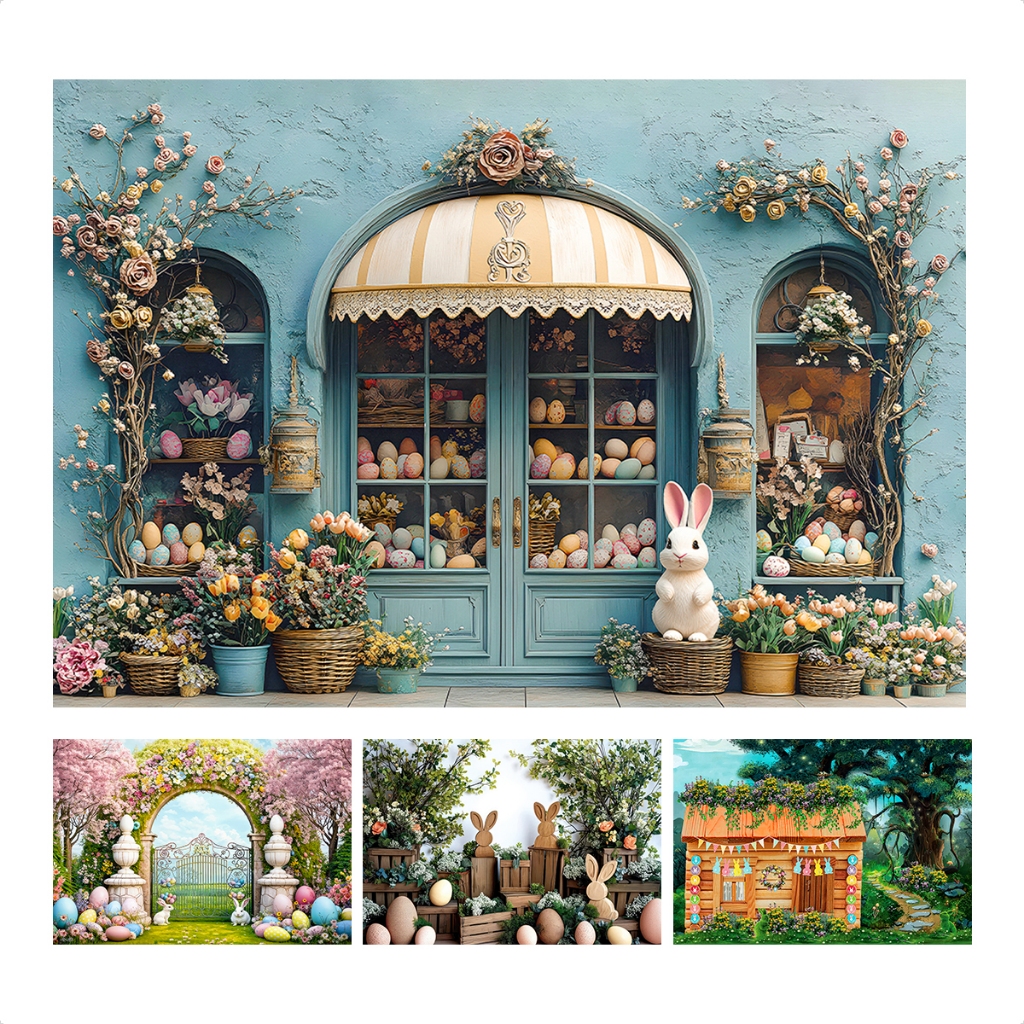 Fundo Fotográfico Páscoa Feliz Coelhinho Em Tecido Cenário Sublimado 3D 2,20x1,50m Vários Modelos