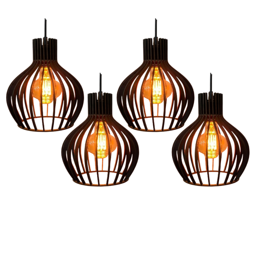 kit 4 Pendente Luminária de Teto Lustre Decorativo Retro Rústico Cor Preto - 4 ppp/sf em Oferta na Shopee