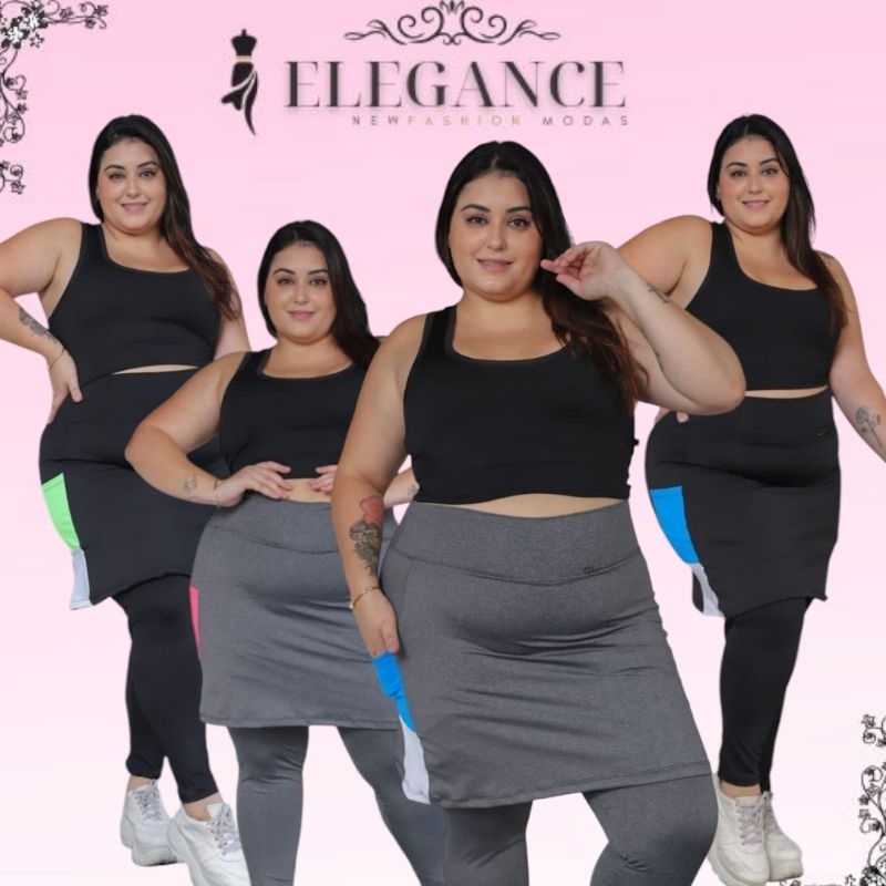 Calça saia leg plus size moda evangelica fitness academia