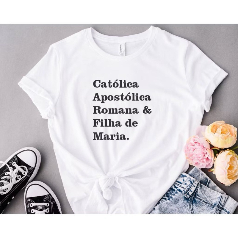 Camiseta Católica 100% Algodão Camisa Estampada Unissex Blusa Estampa Religiosa