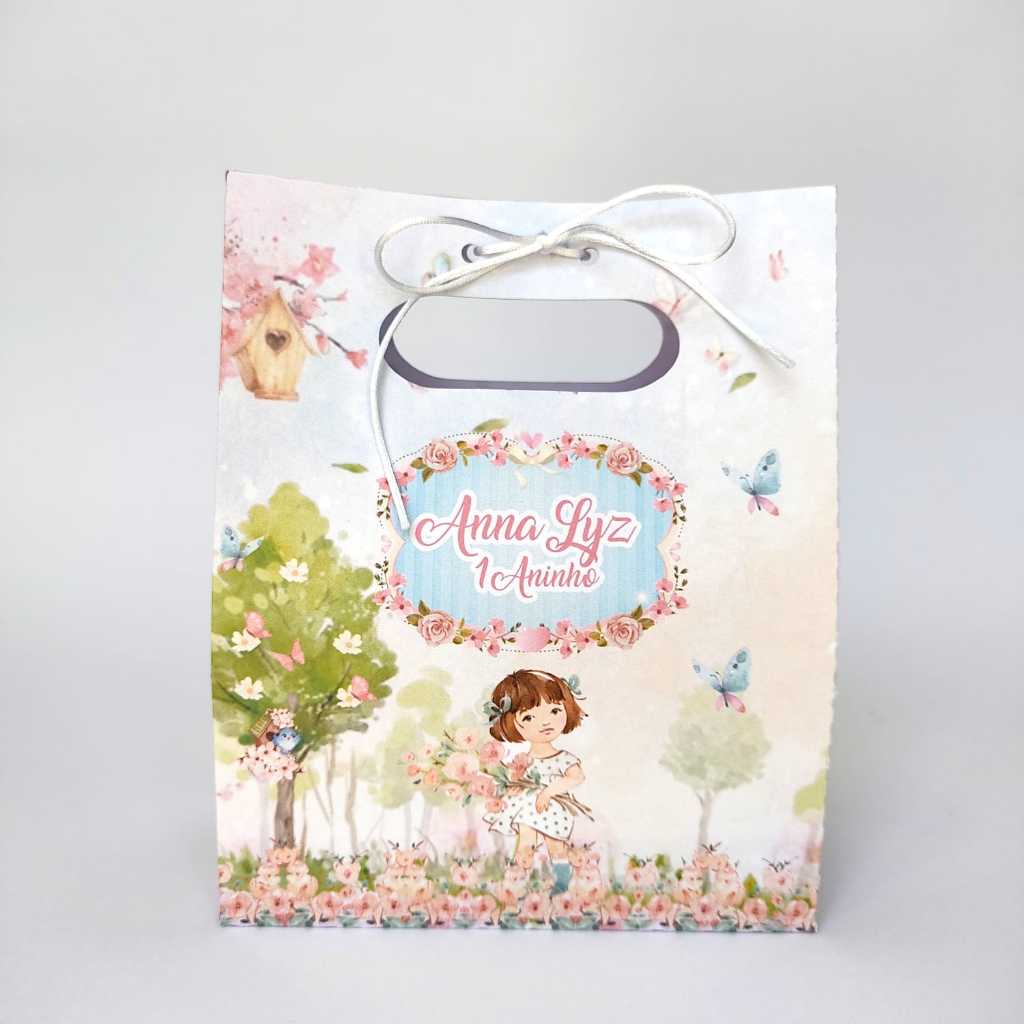 Sacolinhas Personalizadas tema Jardim Encantado - Lembrancinhas  - Aniversário - Sacolinhas