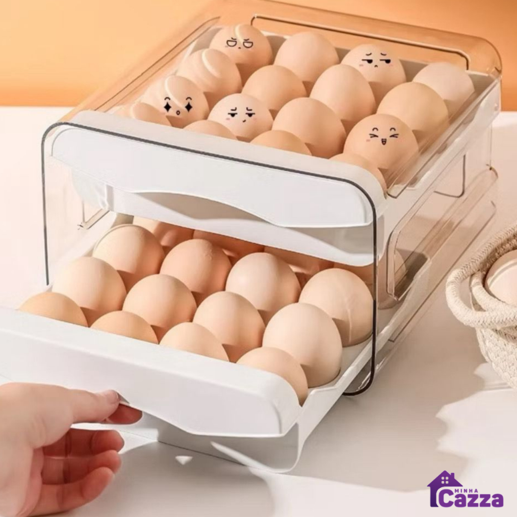 Organizador Porta Ovos Organizador de Geladeira Multiuso Fruta Legume Ovo Tempero Bandeja e Tampa Acrílico
