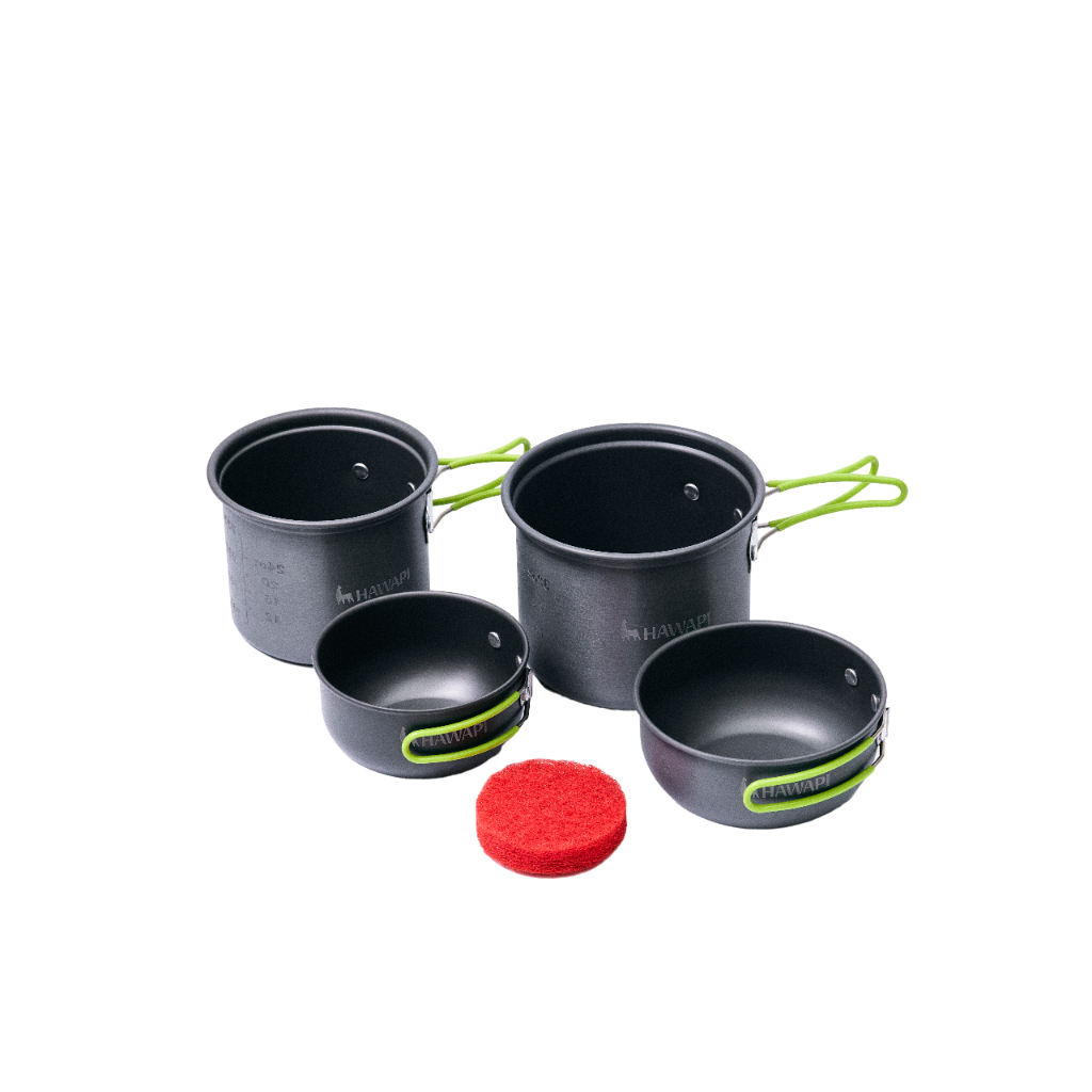 Conjunto 4 Panelas Alumínio Hawapi Para Camping Portatil