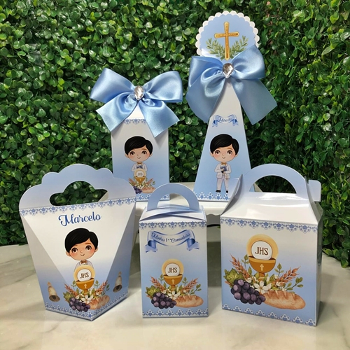 Kit Festa PRIMEIRA COMUNHÃO (EUCARISTIA) – Lembrancinhas Personalizadas com Laço