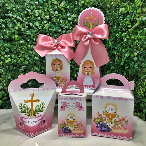 Kit Festa PRIMEIRA COMUNHÃO (EUCARISTIA) – Lembrancinhas Personalizadas com Laço
