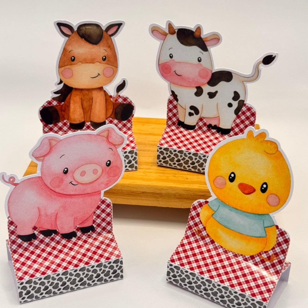 20 porta bis, lembrancinha de aniversário, porta doces, SEM NOME fazendinha menino xadrez vermelho em Oferta na Shopee