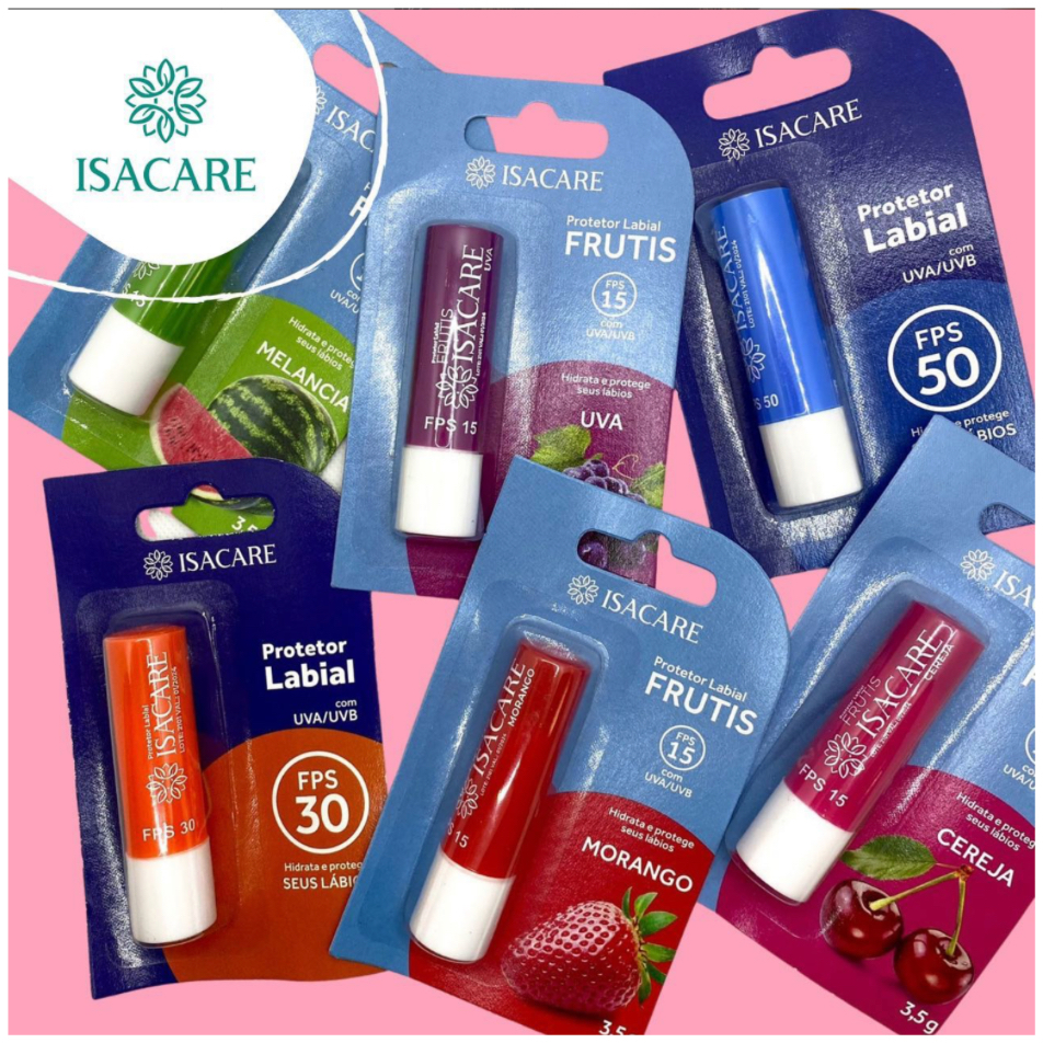 ISACARE - Kit com 2 Unidades de Protetor Labial FPS 15 3,5g - Escolha o Sabor em Oferta na Shopee