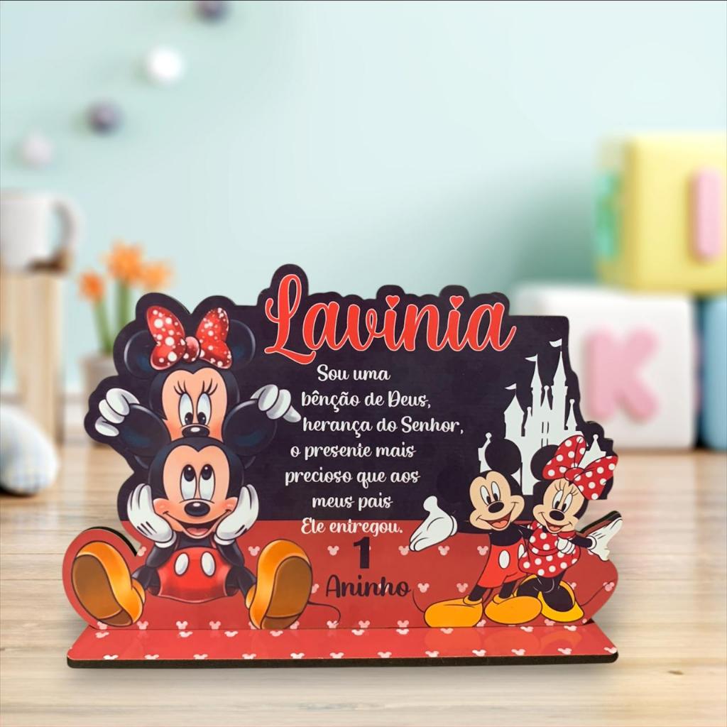 Minnie e Mickey em MDF - Centro de mesa em MDF - Lembrancinha minnie e mickey - cod01