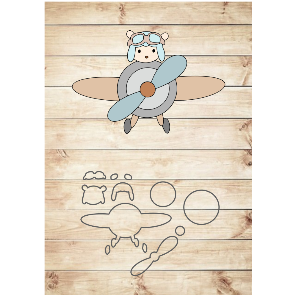 cortador ursinho aviador  aviao frente 6cm em Oferta na Shopee