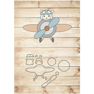 cortador ursinho aviador  aviao frente 6cm em Oferta na Shopee