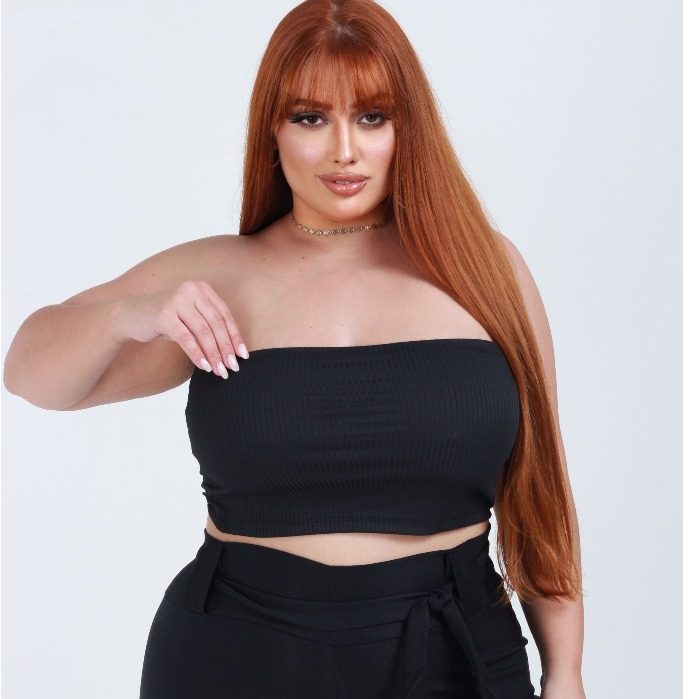 DRAPA PLUS - Top Faixa Canelado ou Moda Plus Size Moda Feminina Verão Qualidade