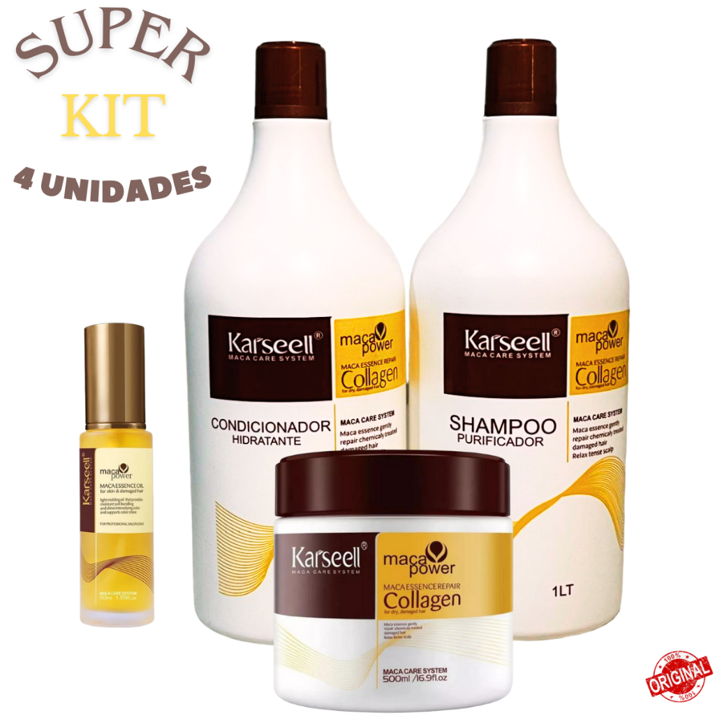 Karseell Collagen Cabelo Shampoo Condicionador Máscara Hidratação + Óleo 60ml Original Ant...