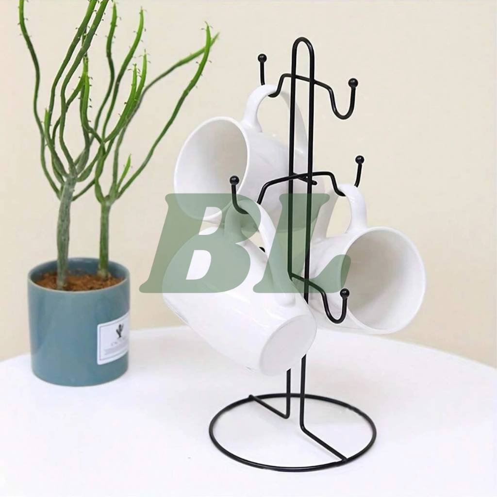 Suporte Organizador Porta Xicaras Canecas com Alça em Metal Decoração para Cozinha no Cantinho do Café