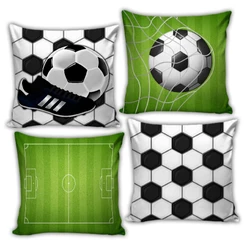 KIT 4 CAPAS DE ALMOFADA 45X45 COM ZÍPER - FUTEBOL