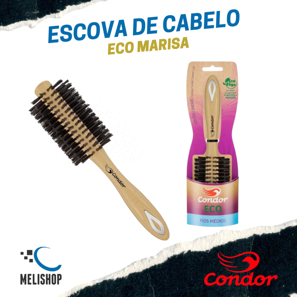 Escova Modeladora Eco Marisa Cerdas Macias Profissional para Secagem e Volume Condor