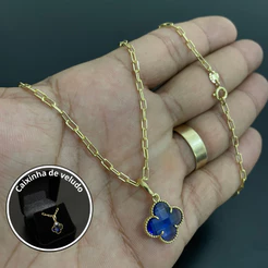 Gargantilha com Pingente Trevo de moeda antiga