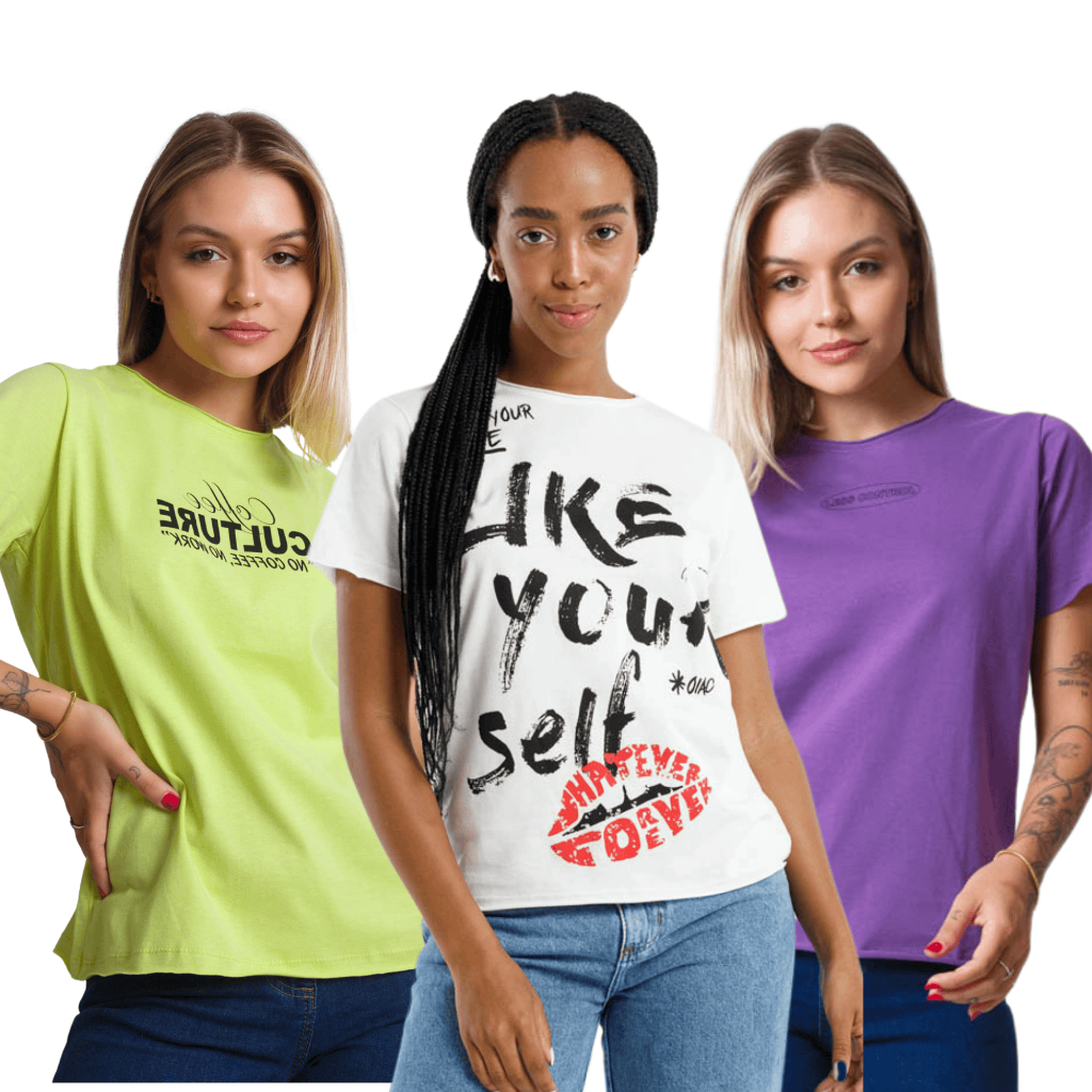 Blusas Femininas Básicas Algodão Moda Casual TS021-C6