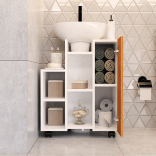 Gabinete Banheiro para Pia Coluna Encaixar com Porta e Rodinha 60 cm em Oferta na Shopee