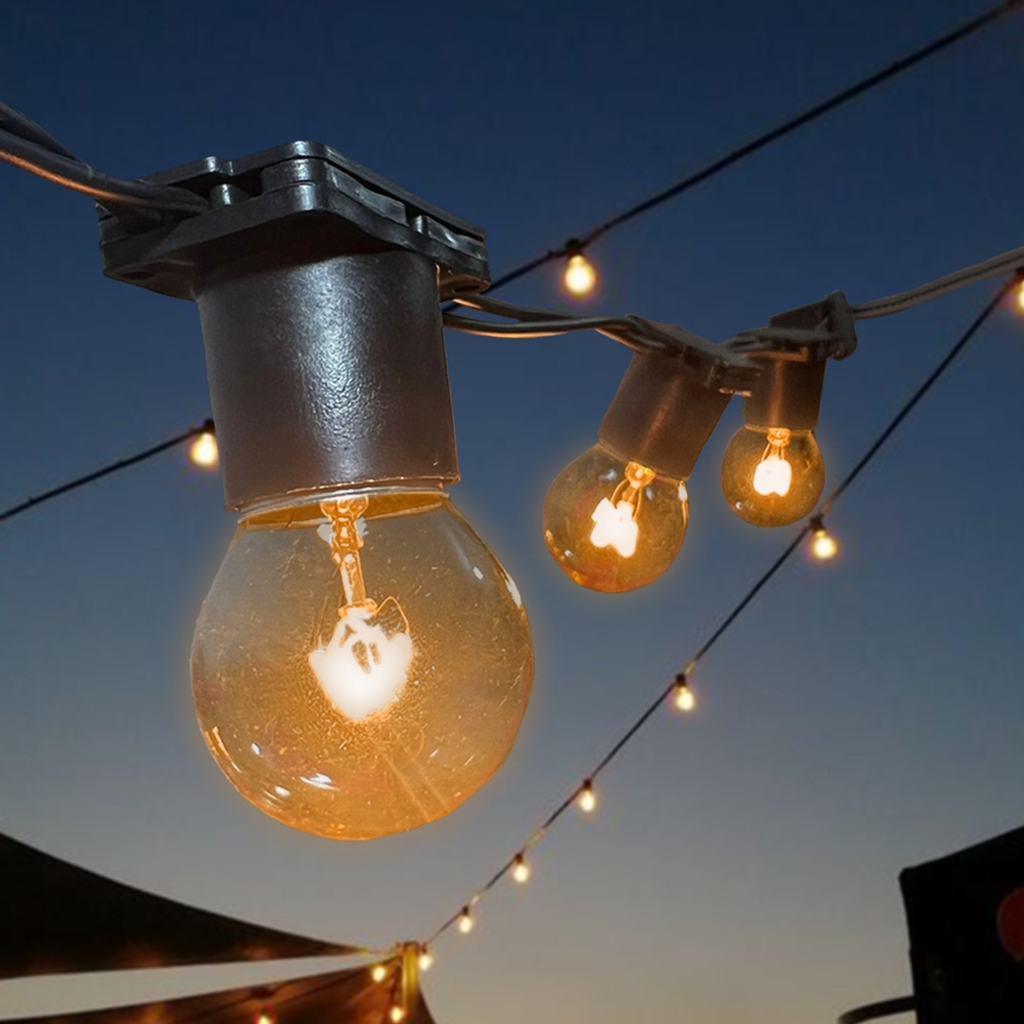 Varal Luzes Aljatec Até 25 metros Preto Lamp Clara 15w Area Externa Gambiarra Casamento Jardim em Oferta na Shopee