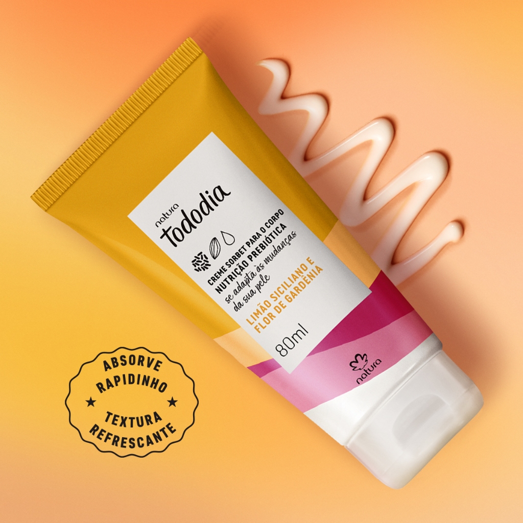 Mini creme hidratante sorbet para o corpo limão siciliano e flor de gardênia