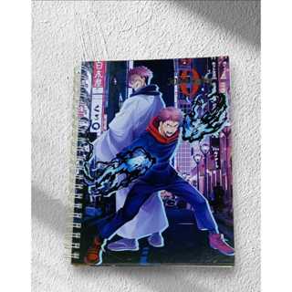 Caderno capa dura Jujutsu kaisen 1 matéria 20x27,5cm Wire-o com 96 folhas, incluso adesivos. COD.37 em Oferta na Shopee