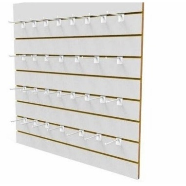 Detalhes do Kit 2 Placas de  Painel Canaletado 0,61 x 0,61 + 50 Un. Ganchos 10, 15, 20 E 25 CM Branco ou Preto