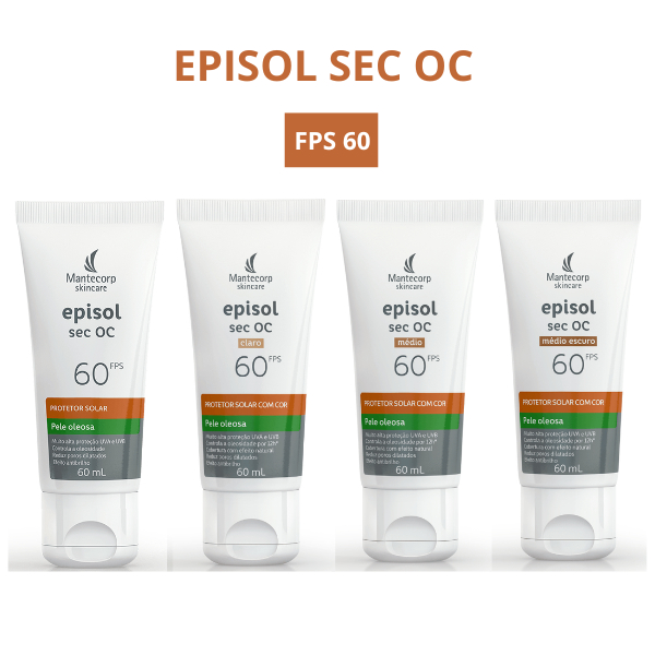 Protetor Solar Facial Episol Sec OC FPS 60 - 60ml Todas as Cores
