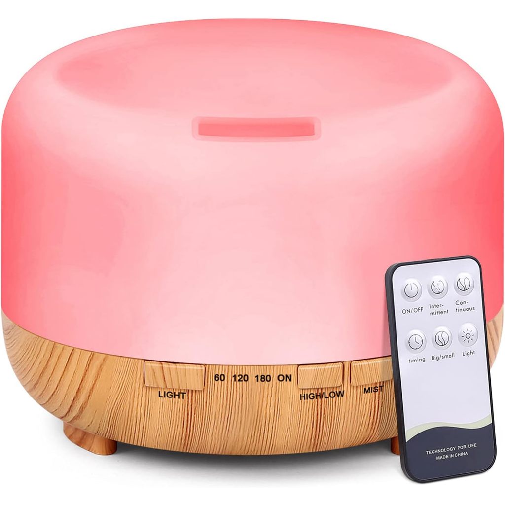 Umidificador e Aromatizador Portátil 500ML com Luz LED 7 Cores e Controle Remoto –Aceita qualquer tipo de essência!