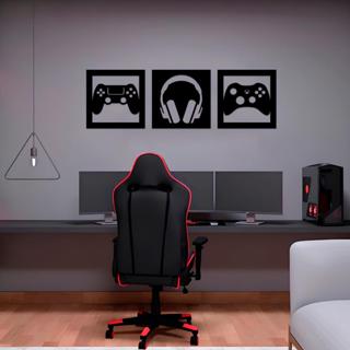 Kit 3 Quadros Gamer Decoração para Parede em Mdf 3mm Preto em Oferta na Shopee