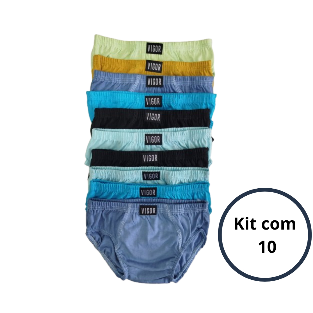 Cueca Slip infantil Kit 10 Menino Confortável, Macia, Moda Kids, Roupa Infantil Boa Qualidade Desfralde Bebê forro duplo