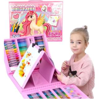 Maleta De Pintura Infantil Estojo Escolar Gigante 208 Peças Unicórnio Rosa Menina em Oferta na Shopee