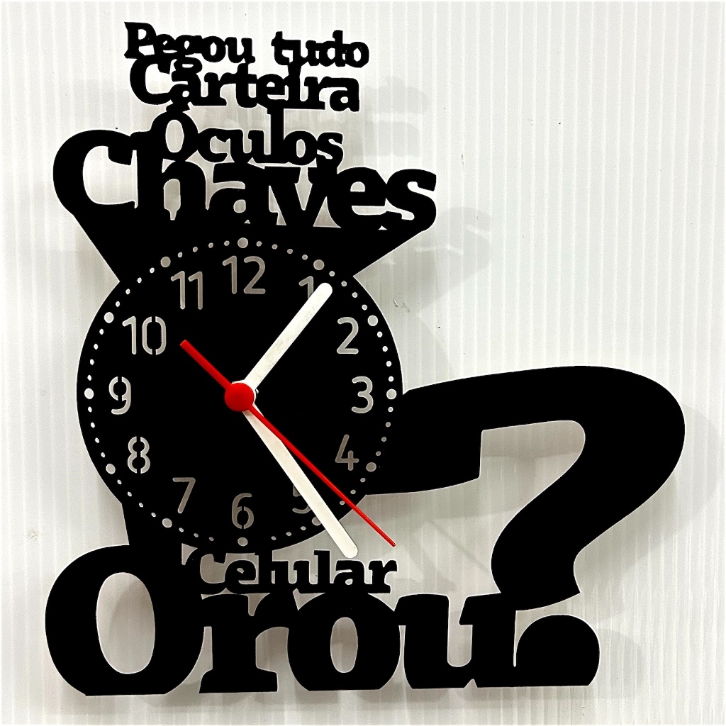 Relógio Decorativo Moderno em MDF – Frase Inspiradora “Pegou Tudo? Orou?”