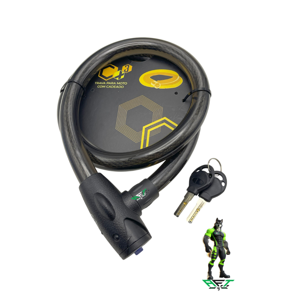 Trava Cabo De Aço Cadeado Segurança Bike Moto Com Chave Espiral Anti-Roubo 24MM X 1200 MM em Oferta na Shopee