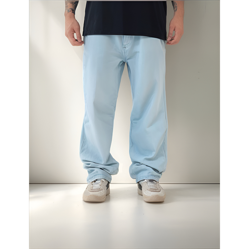 Calça Jeans Masculina Modelo Balão Baggy Reta Boca Larga em Oferta na Shopee