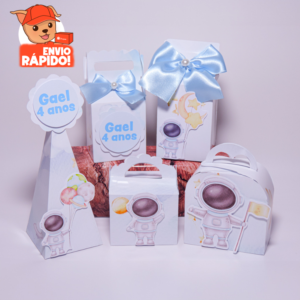 Kit Festa Astronauta, Caixinhas Personalizadas Tema Astronauta V2, Lembrancinhas, Decoração Infantil