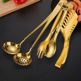 Talheres Kit 4 De Aço Inox Servindo Utensílios Dourado Conjunto Colher de Sopa Na Cozinha ...