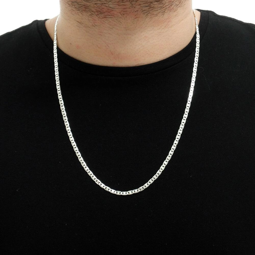 Corrente Masculino Prata 925 Piastrine 70cm 3.5mm Prata Legitima 925