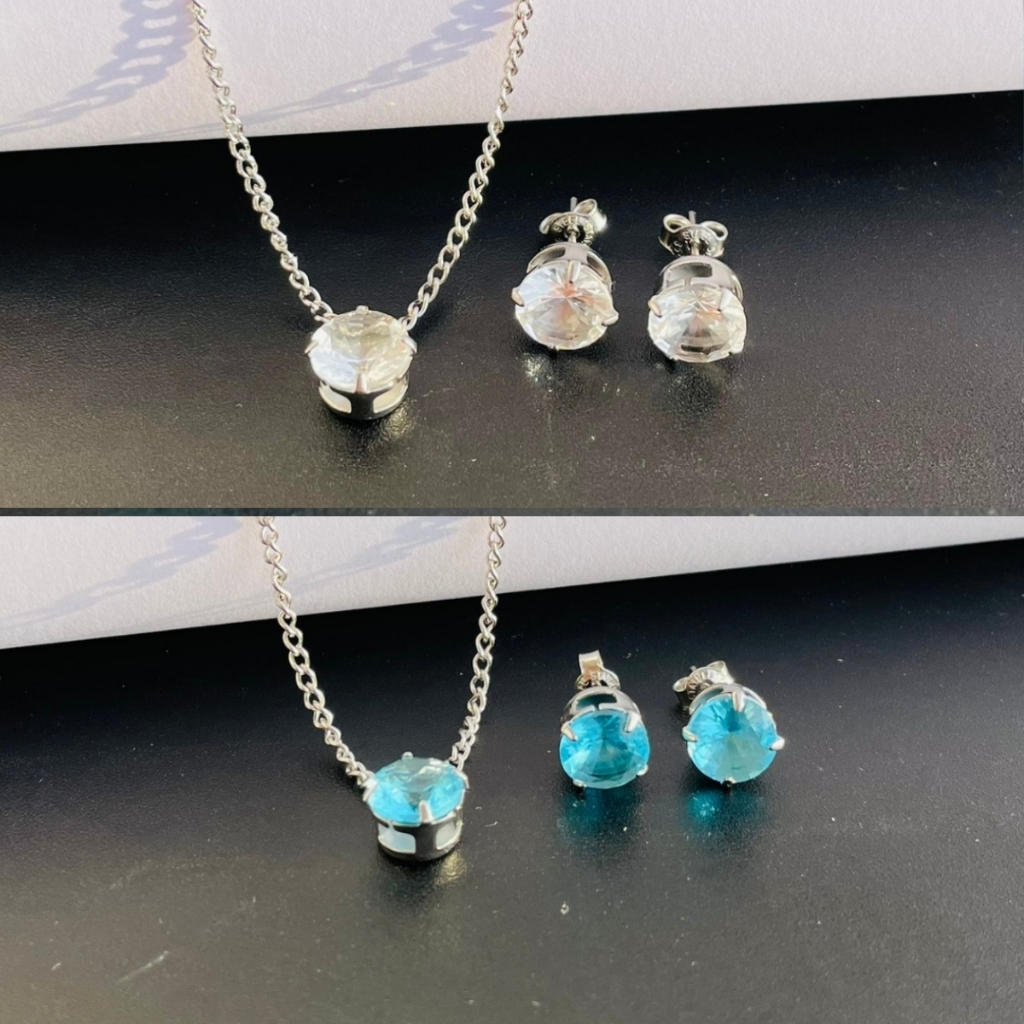 Conjunto Colar E Brinco Feminino Ponto de Luz Cores Aço Inoxidável Rebouças Store Ref. 050325 em Oferta na Shopee