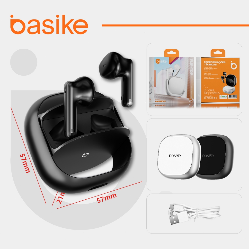Basike Fone de ouvido Bluetooth sem fio Rotativo Sofisticado Adequado para celulares Android iPhone