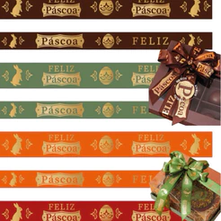 10~40 Metros Fita Cetim Feliz Páscoa Cores 22mm PROGRESSO OFF (CHOCO)